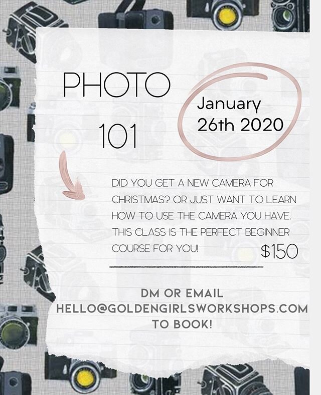 We hope you all had a very merry Christmas and enjoyed every moment with your friends and family. Did you get a new camera for Christmas? We&rsquo;ve got the perfect course to learn your camera! January 26th in Riverside. Join us!
....
Email us at he
