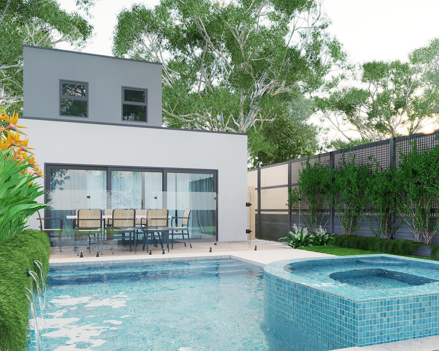 Love this backyard! Trying out a new software as well 🥸 designed by @landart_landscapes and 3D by @hanna_digital_design #backyardgarden #backyarddesign #gardendesign #pooldesign #poolparty #newdesign #skills #getonboard #melbournedesign #melbournear