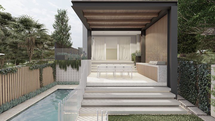 Designed by @breanagraham_landscapes and 3D by @hanna_digital_design #sydneygardens #sydneyarchitecture #sydneydesign #gardendesign #pooldesign #sydneypools #concretedesign #archsydney #designsydney #sydneylandscapes #buildingdesign #builder #constru