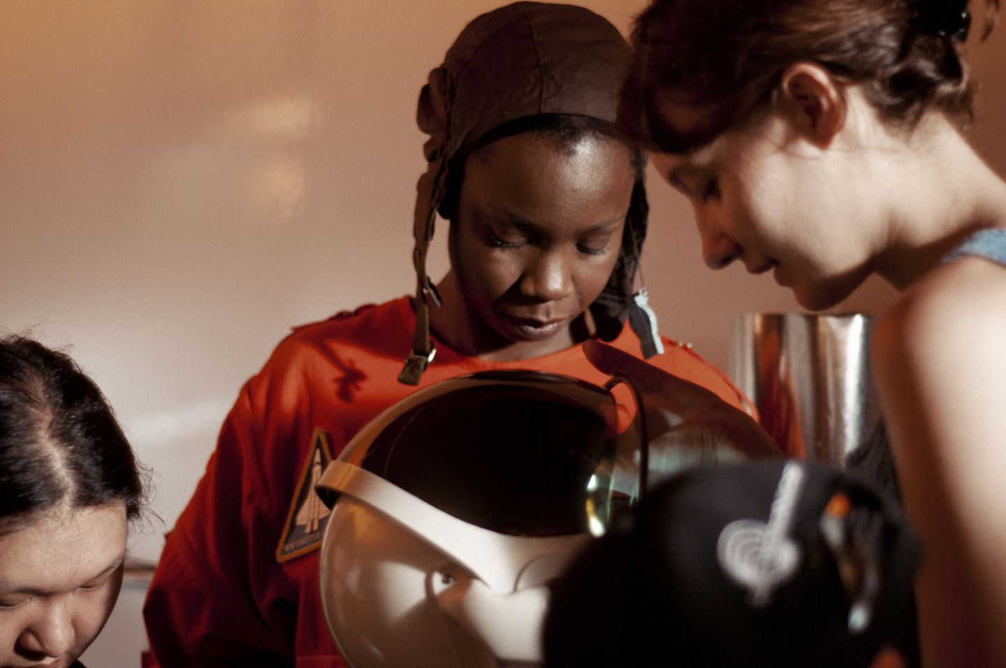 Adepero Oduye getting in costume 
