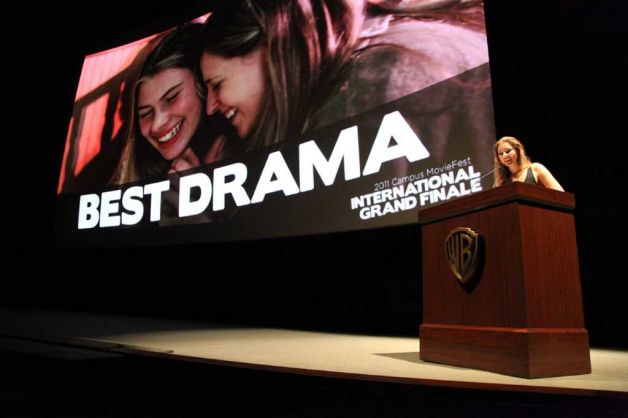 JUNE 2011. LOS ANGELES, CALIFORNIA. Eliza accepts the award for Best Drama for MY KETCHUP SMILES at Campus Movie Festival's International Grand Finale. 