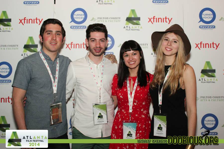   April 2014. ATLANTA, GEORGIA. Hunter Baker, Jordan Fein, Christina Humphrey, and Eliza at the Atlanta Film Festival Screening of&nbsp;  WITHOUT FIRE&nbsp;  in the New Maverick's block.&nbsp;  