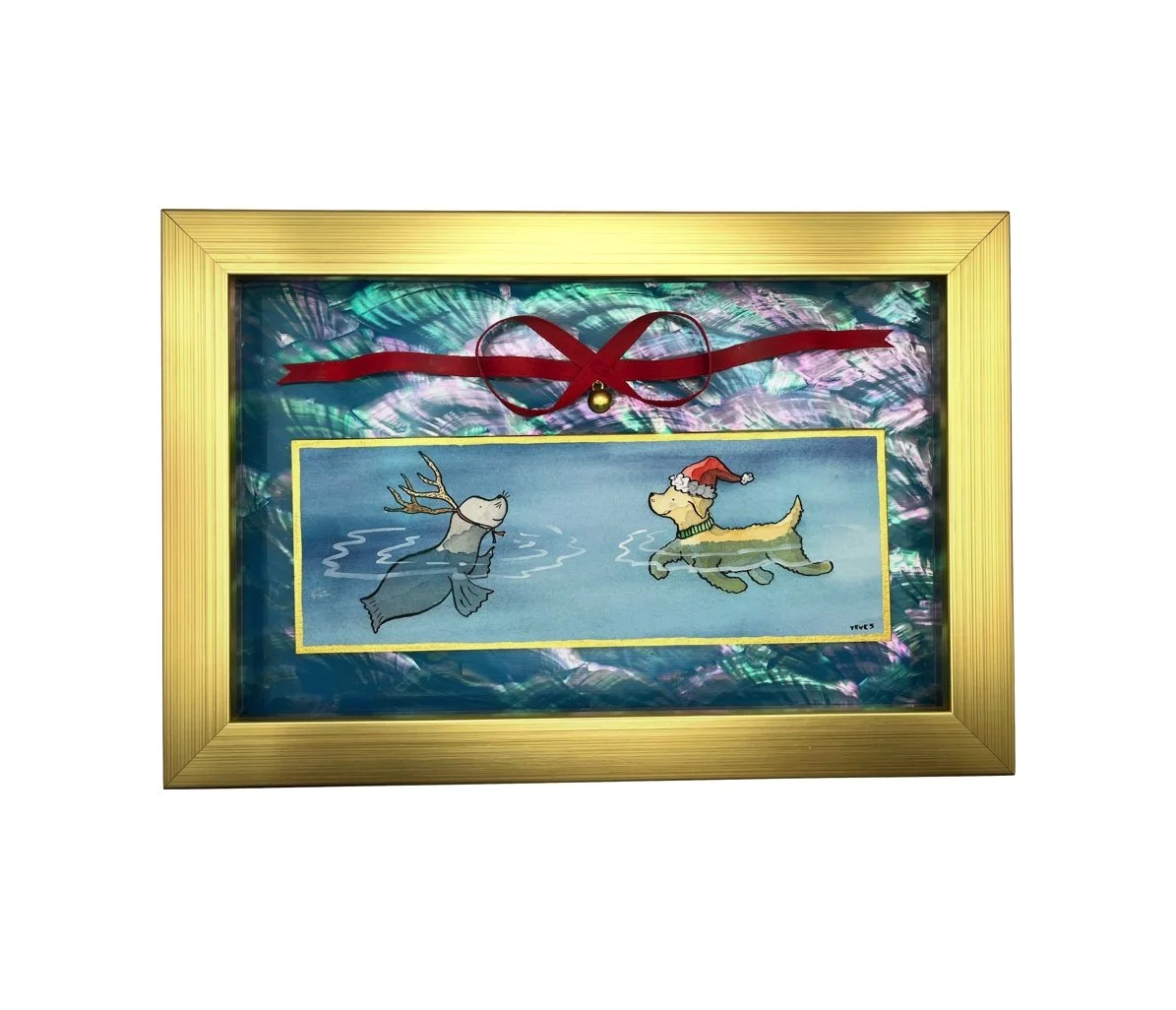 Cape Cod Christmas Decor - Dog and Seal - Mixed Media