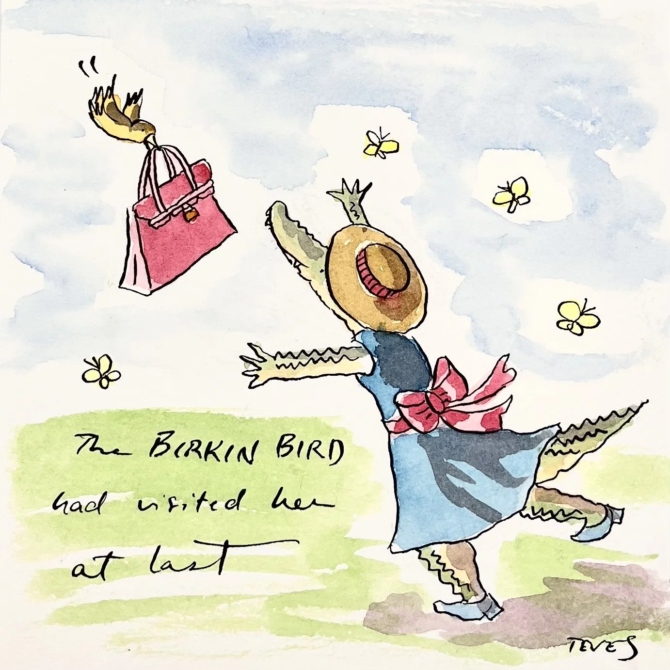 Florida Themed Painting - Hermes Birkin Bag and Alligator