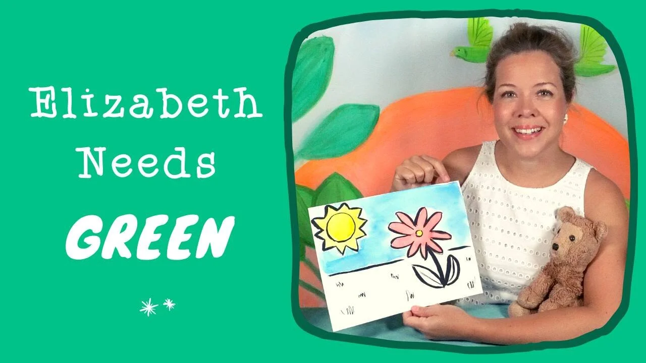 Elizabeth made a painting, but she needs green! 