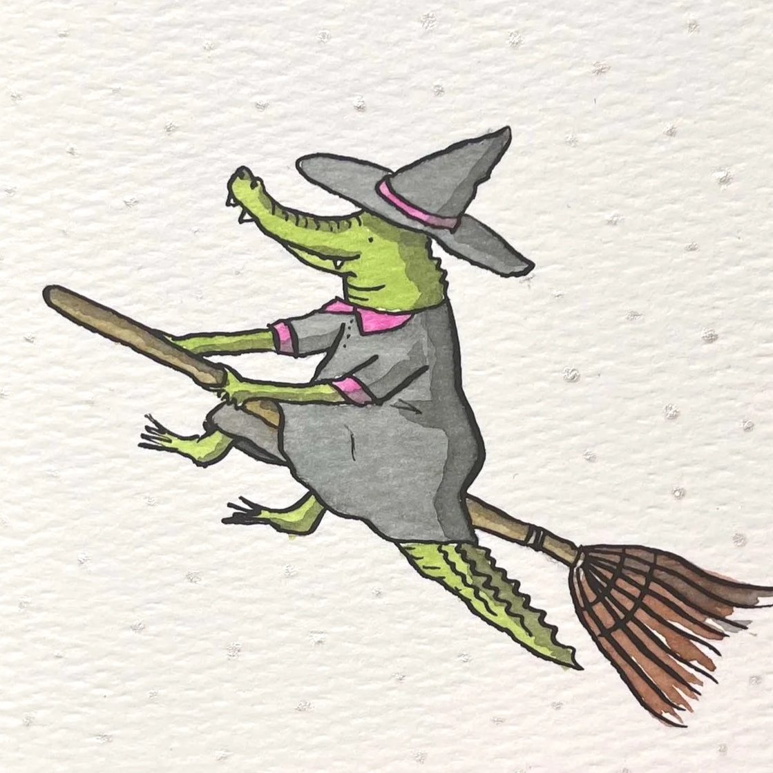 Alligator Witch - Mini Handmade Painting