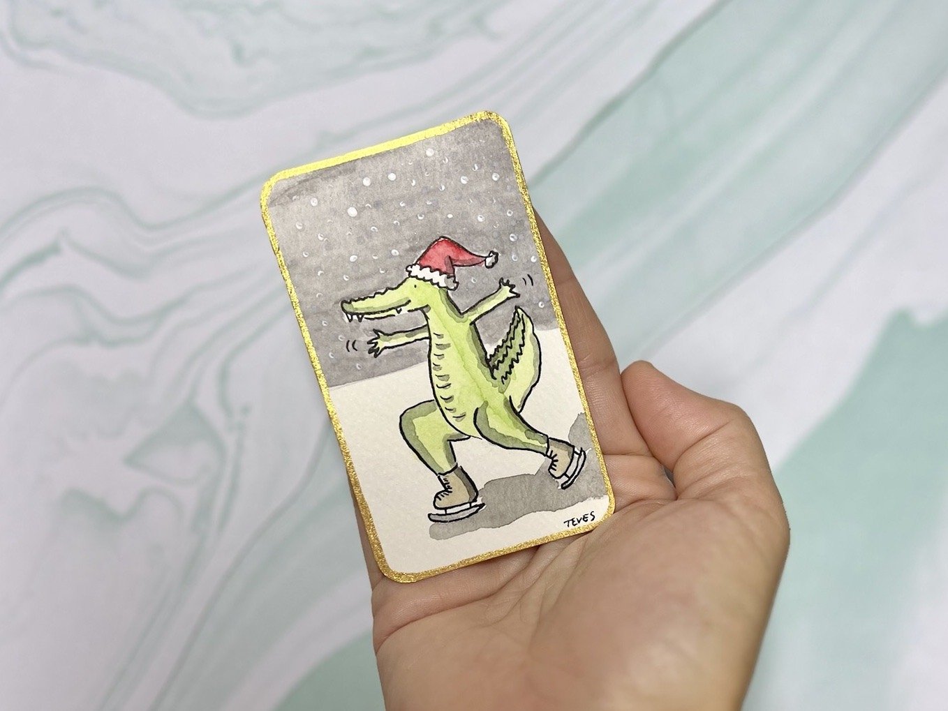 Skating Alligator - Pocket Painting