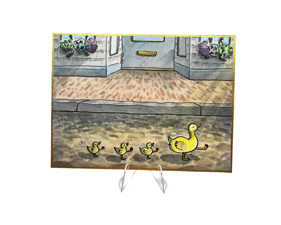 "Morning Stroll Down Main" - Ducks on Nantucket Painting