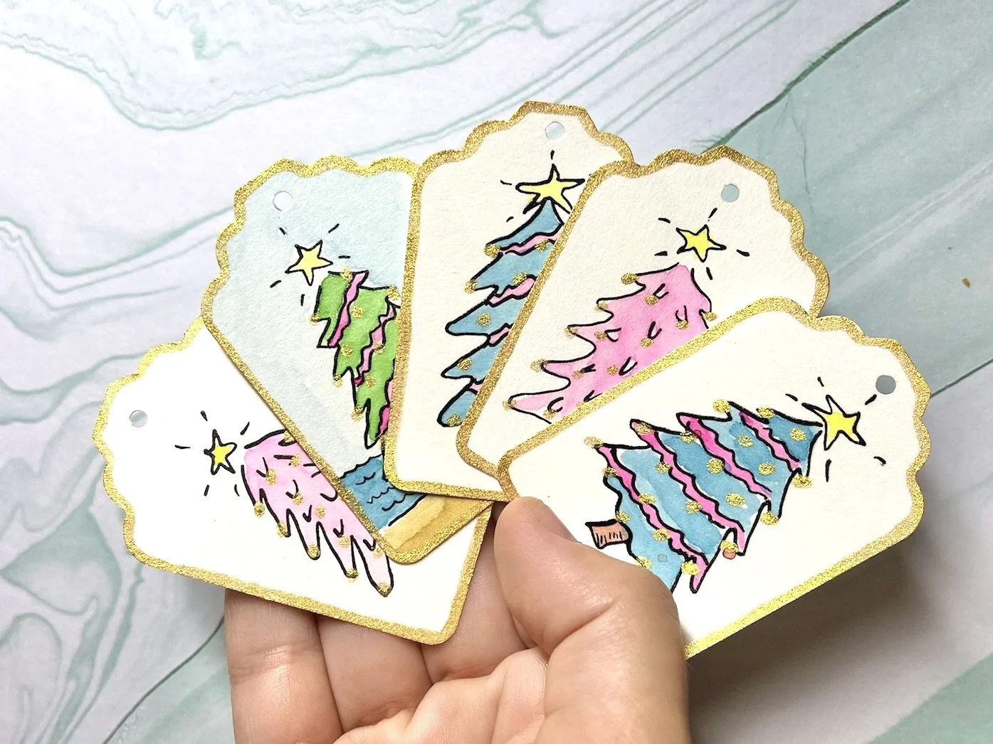 Set of 5 Neon Christmas Gift Tags for Florida