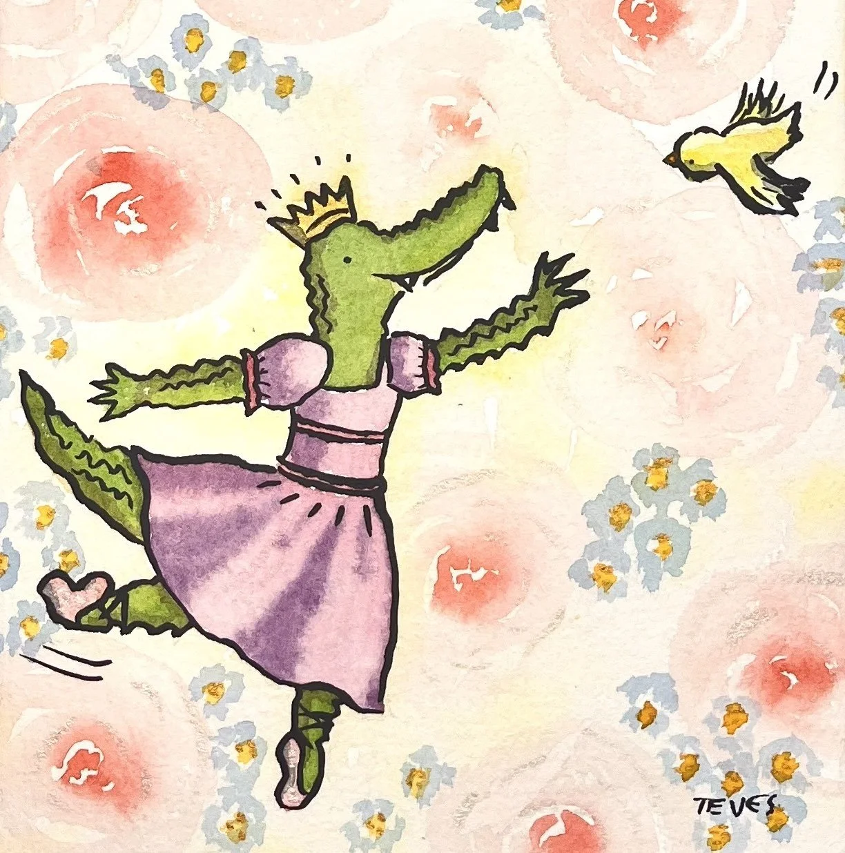 Ballerina Alligator - Two Ways - Original Artwork