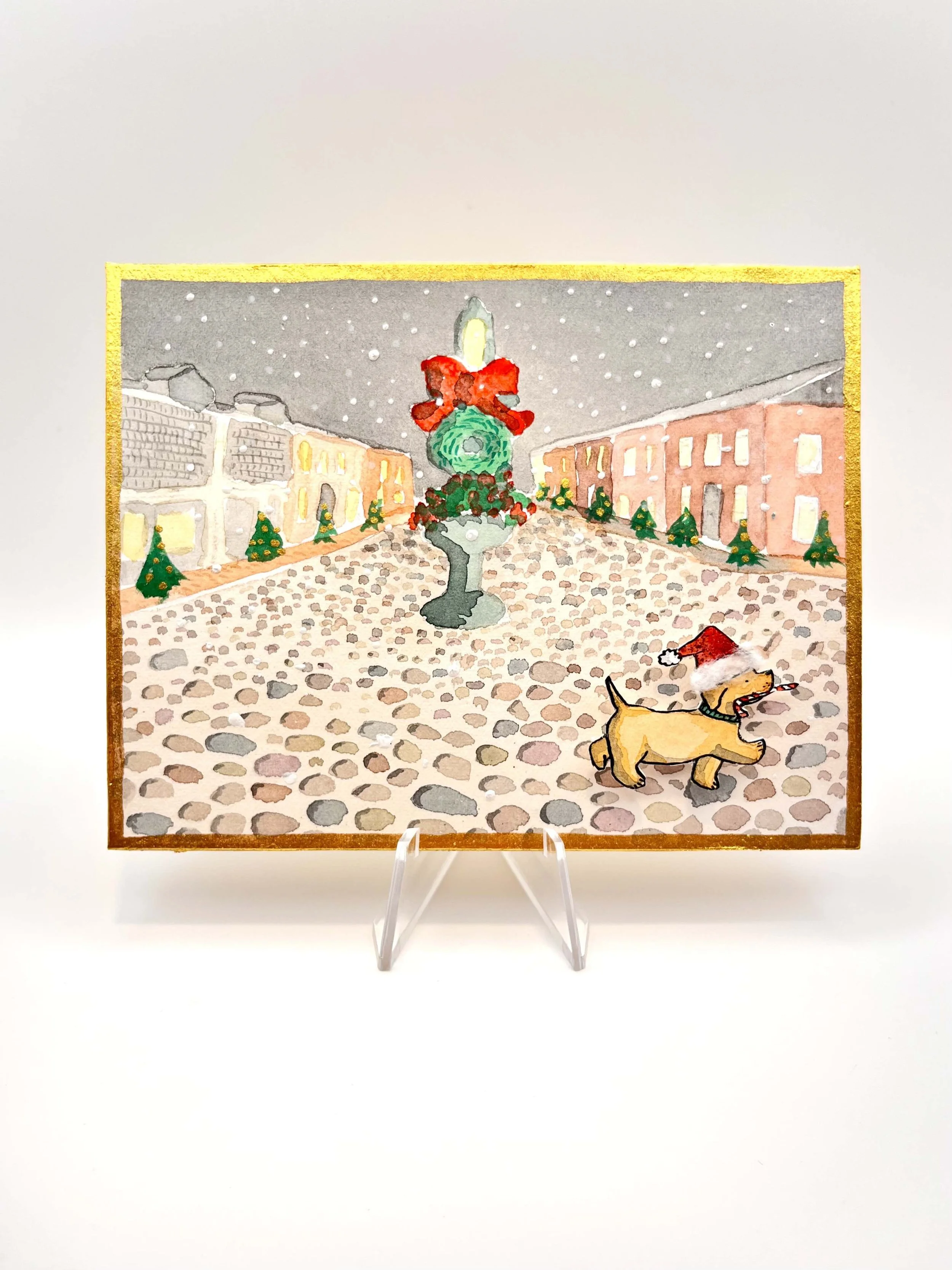 Christmas Stroll - Nantucket Yellow Dog - 3D Art