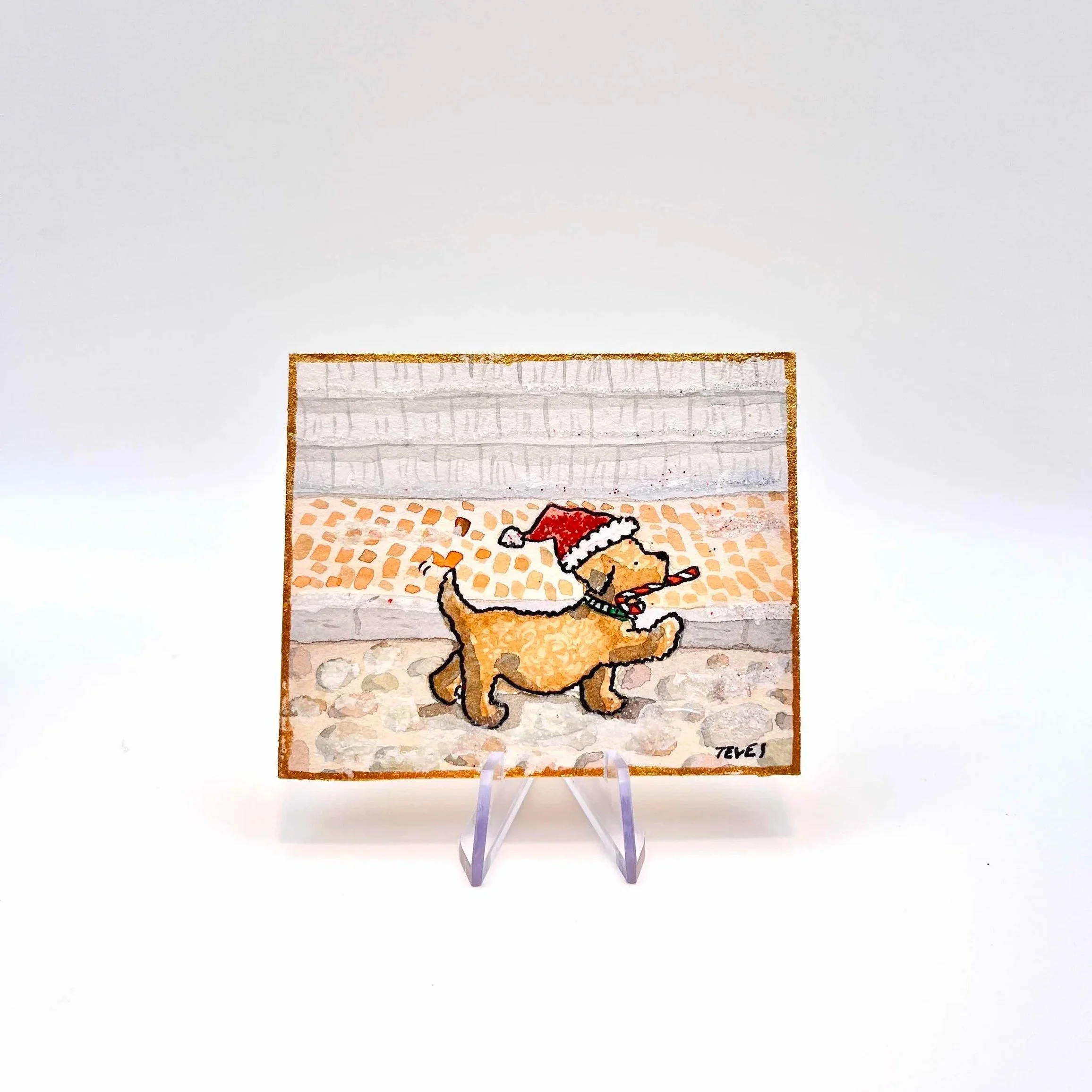 Nantucket Santa Labradoodle - Mini Christmas Painting