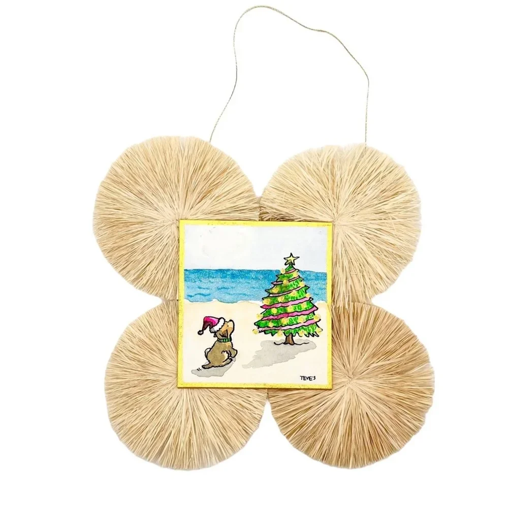 Tropical Christmas Ornament - Dog and Tree