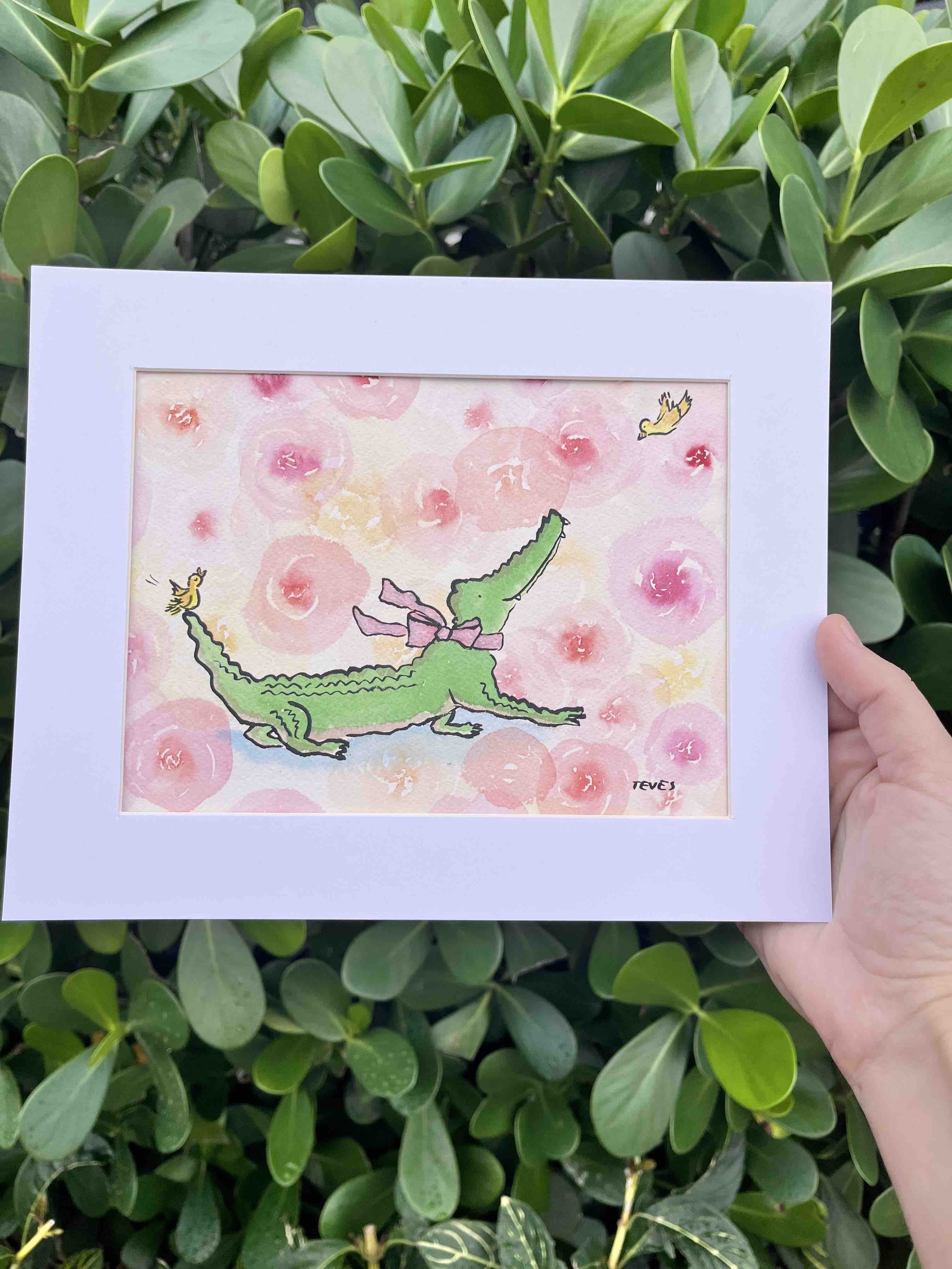 alligator and yellow birds.jpeg