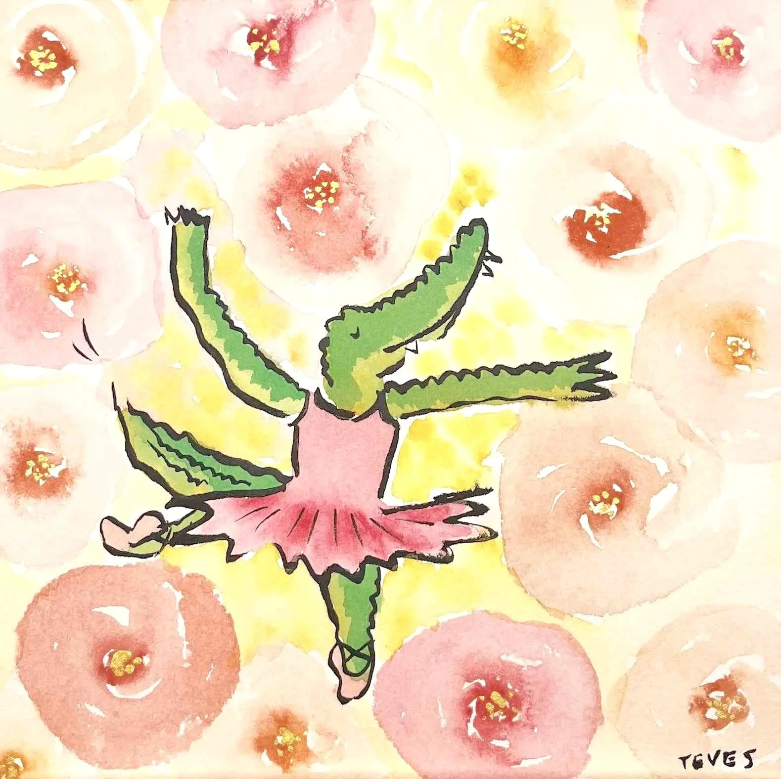 Pretty Girl - Alligator Ballerina - Original Painting