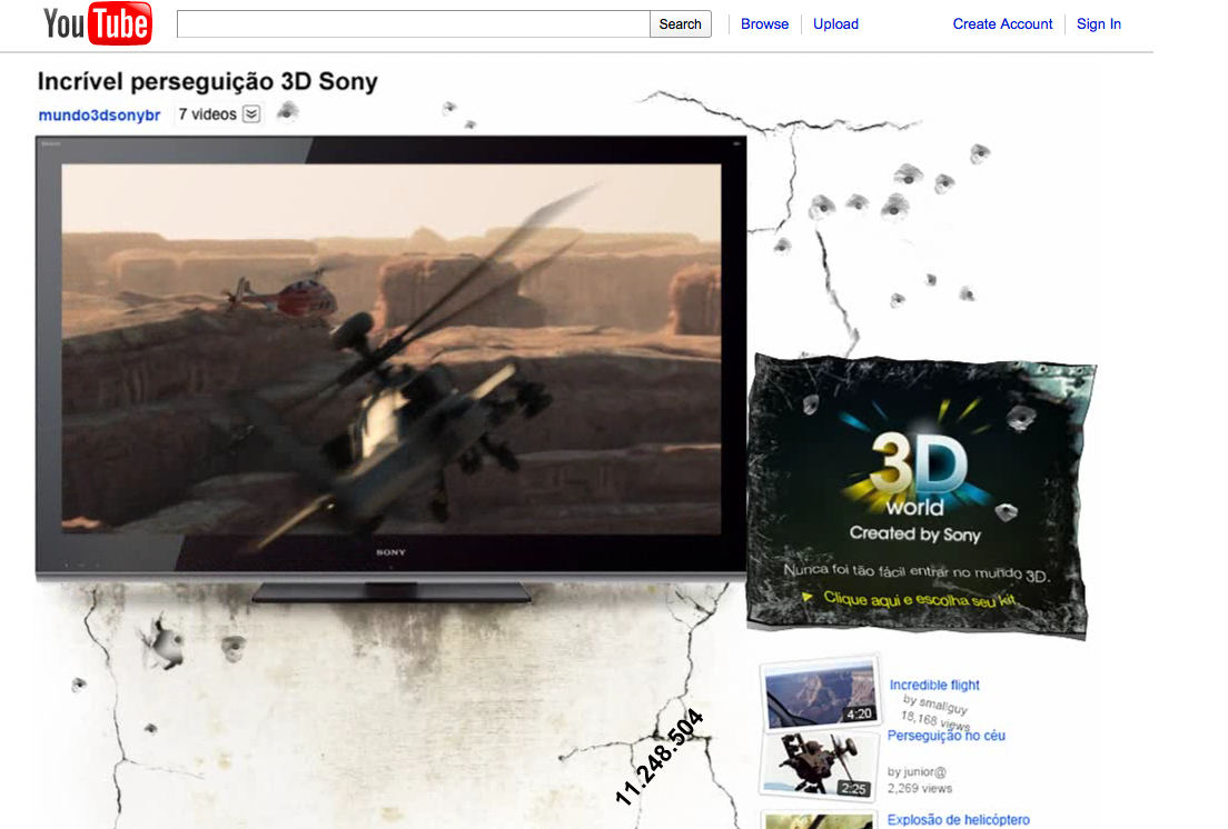 Sony - Perseguição 3D no YouTube