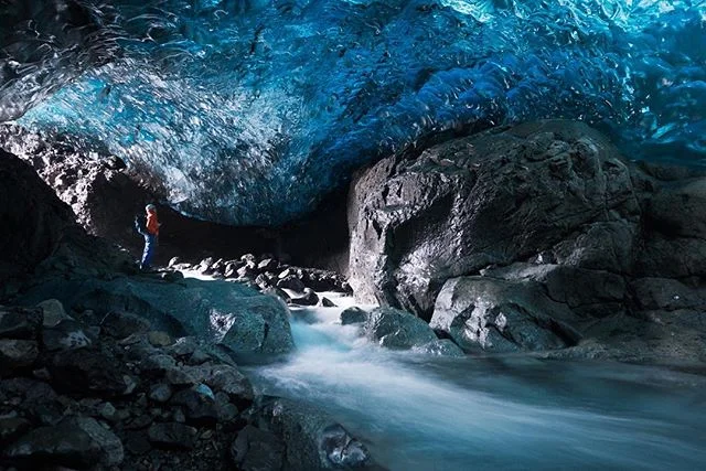 After an exhilarating hike down into this icecave amidst the snowfall, I was surrounded by beauty that's out of this world.  Fifty shades of blue! #iceland #icecave #absoluteiceland #everydayiceland #ig_iceland #ig_europe #travel #wanderlust #mystopover #feelfinnair #icelandair #beautifuldestinations #winter #instatravel #glacieradventure #blueice #frozen #adventure