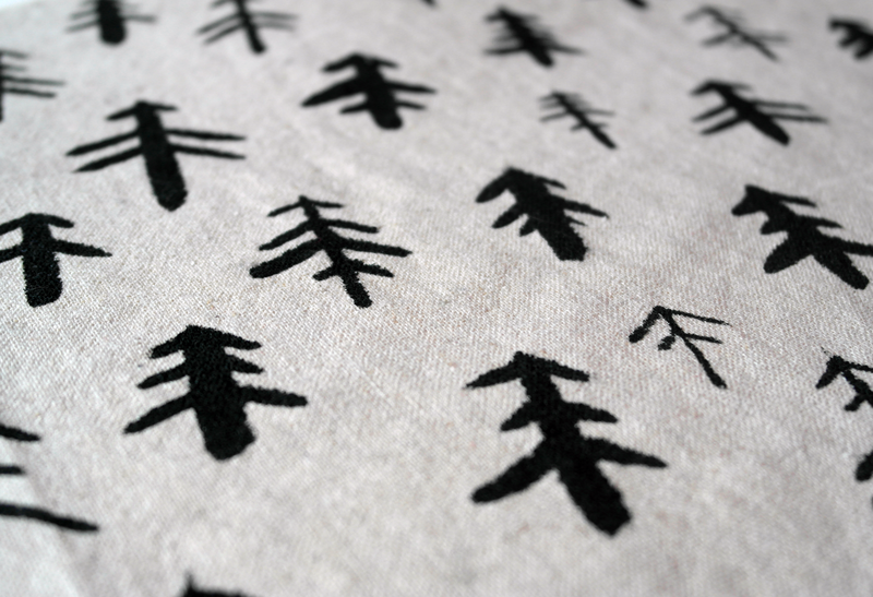 Pine pattern on natura linen fabric