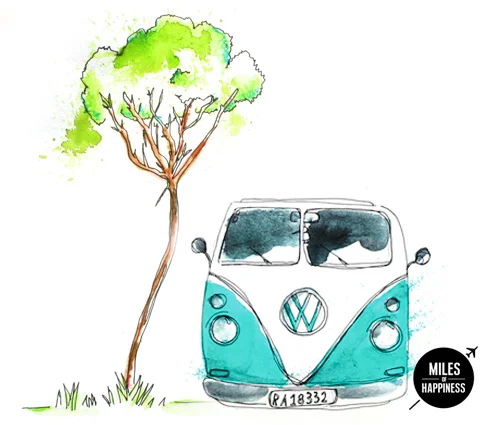 Road Trip Illustration - VW Van