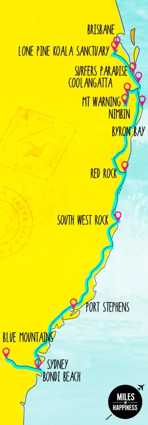 Map Brisbane To Sydney The Ultimate Guide To A Mythical Road Trip : Australia, East Coast — Miles  Of Happiness