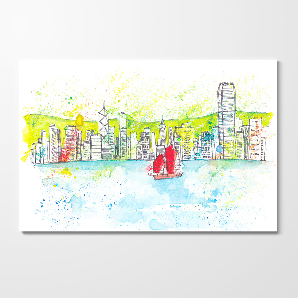 Miles of Happiness Postcard - Skyline, Hong Kong