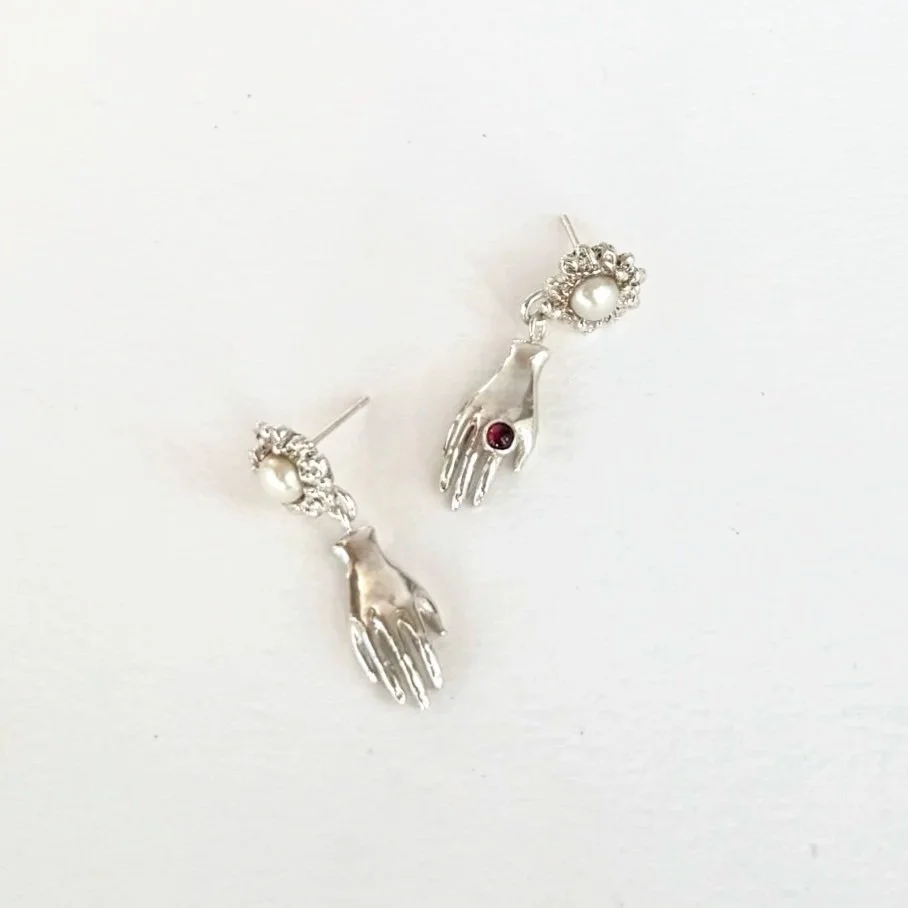 READY TO SHIP Hand Earrings With Pearls