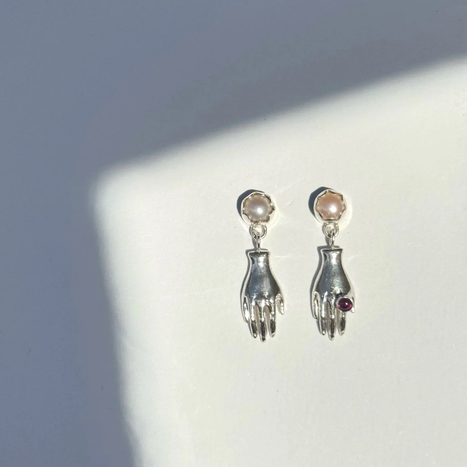 scalloped pearl hand earrings