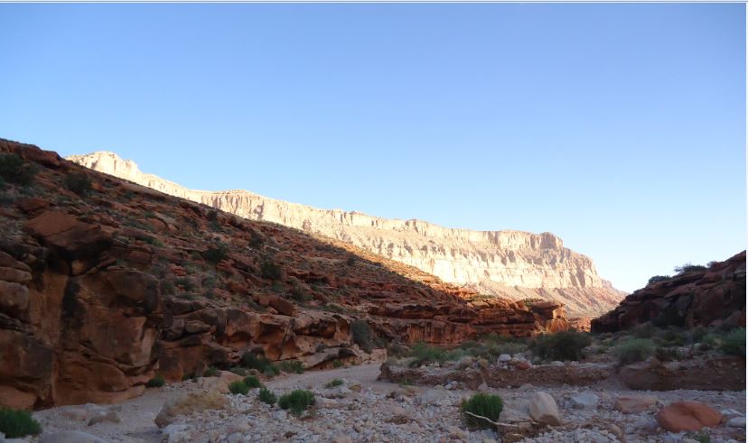 The sunrise, hiking out of The House Of Stone and Light .
