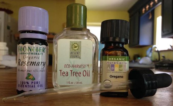 Essential oils I used: Rosemary, Tea Tree, and Oregano as seen above. A couple of times I used Thyme essential oil.