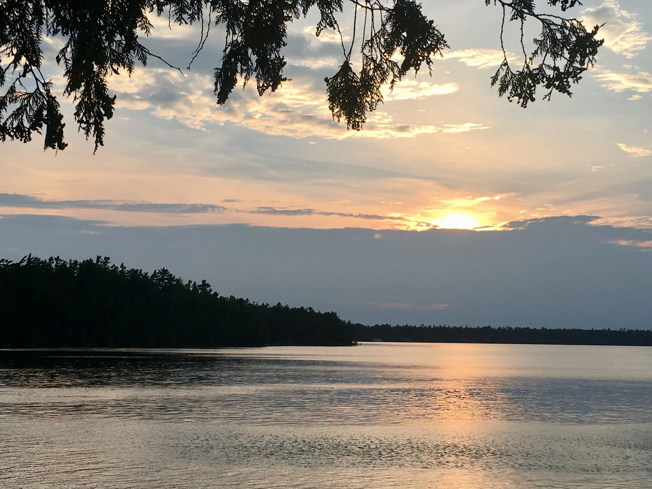 door county lake at sunset
