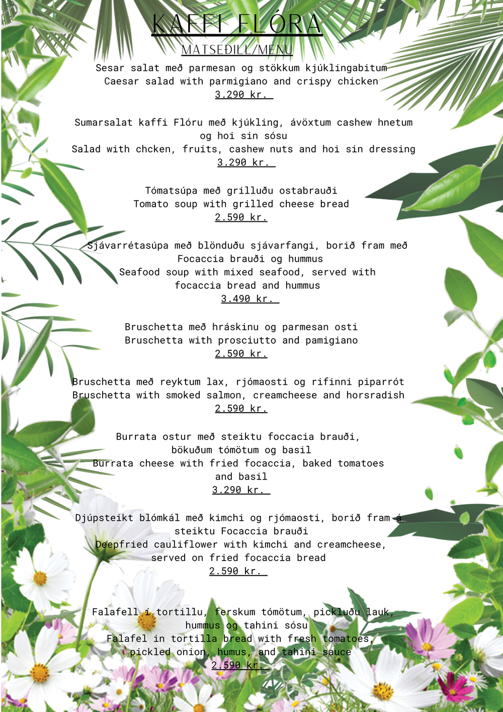 Matseðill — Flóran Café / Bistró