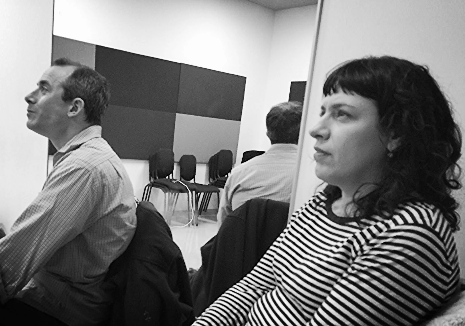 Stefan Schick and Deb Rabbai in the rehearsal room.