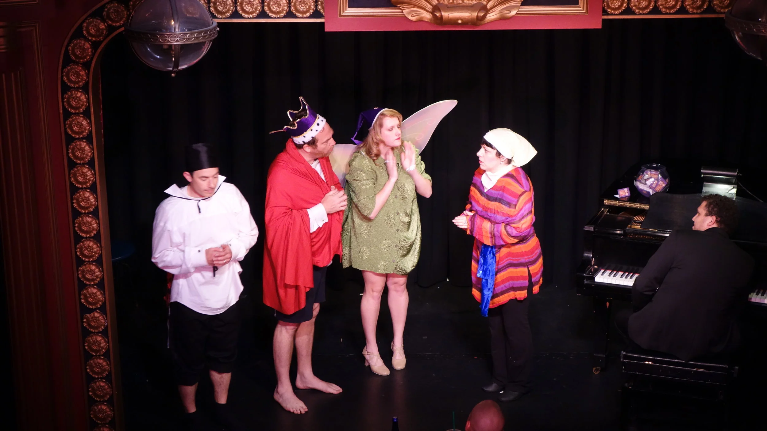 Stefan Schick, Rob Schiffmann, Megan Reilly, Deb Rabbai, and Assaf Gleizner onstage, in character. Photo Credit: Jordan Beisel