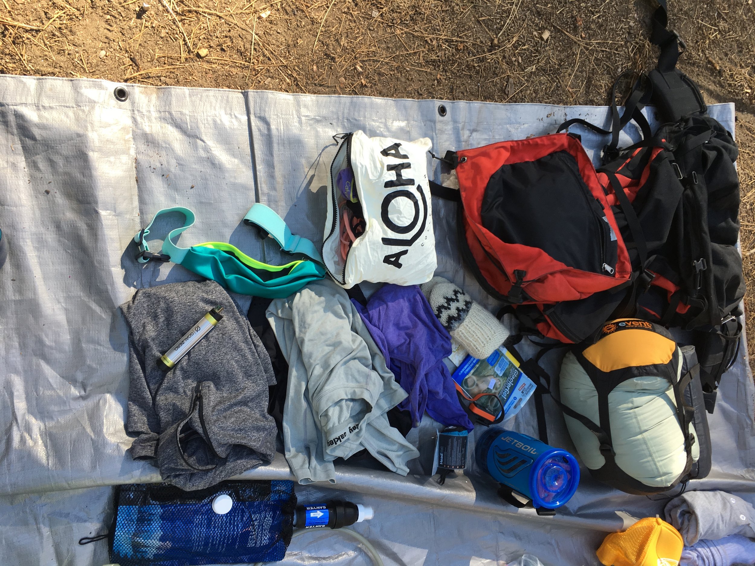 All the essentials for an adventure into the back country. We could have been out for 2 nights with what we brought. 