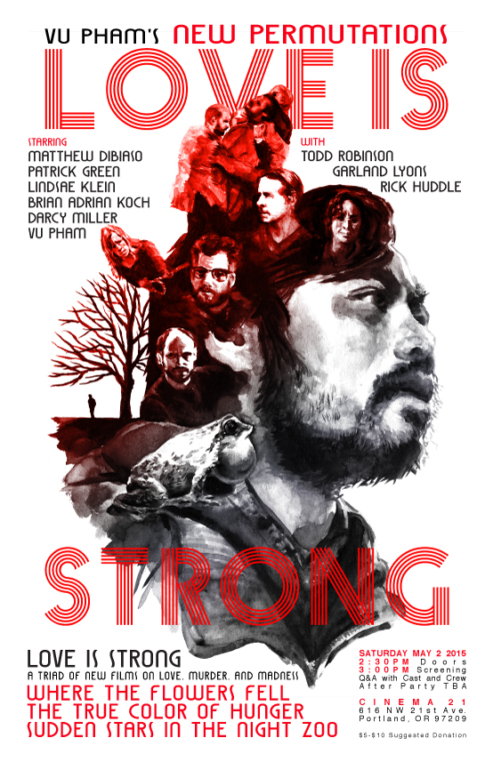 A series of film posters I've recently created for the extremely talented Portland film maker Vu Pham. This trio of powerful short films will be playing at Portland's cinema 21 this May 2nd. For more information please visit nomenstatua.com .