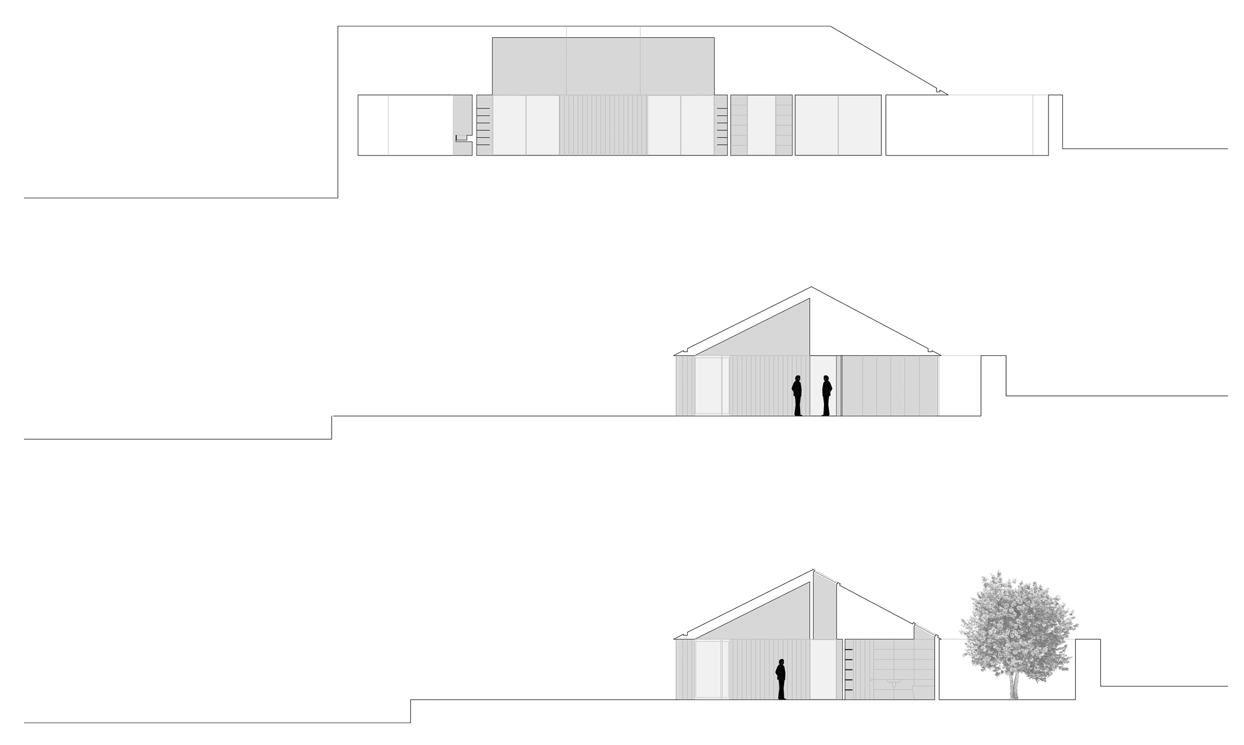 section drawings cut through the house