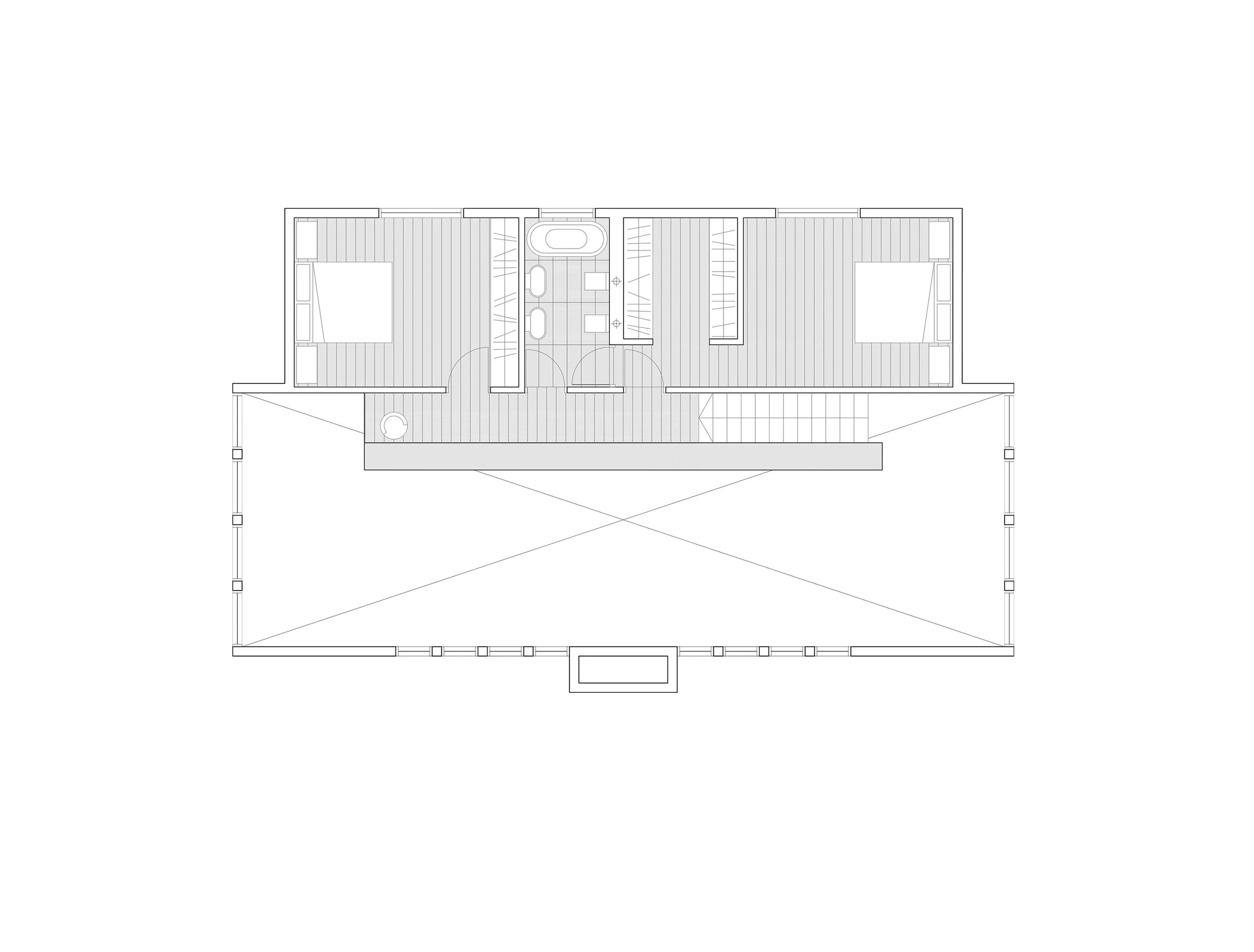 Copy of Upper level plan of bedroom suites off the gallery and living-room void