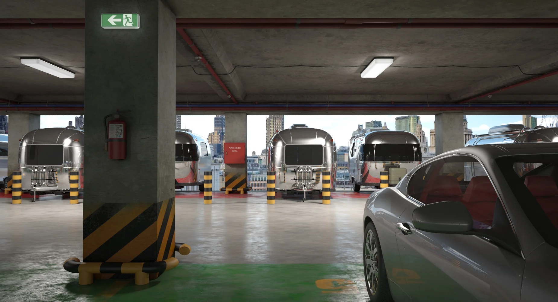 Parking at the Airstream Hotel in London 