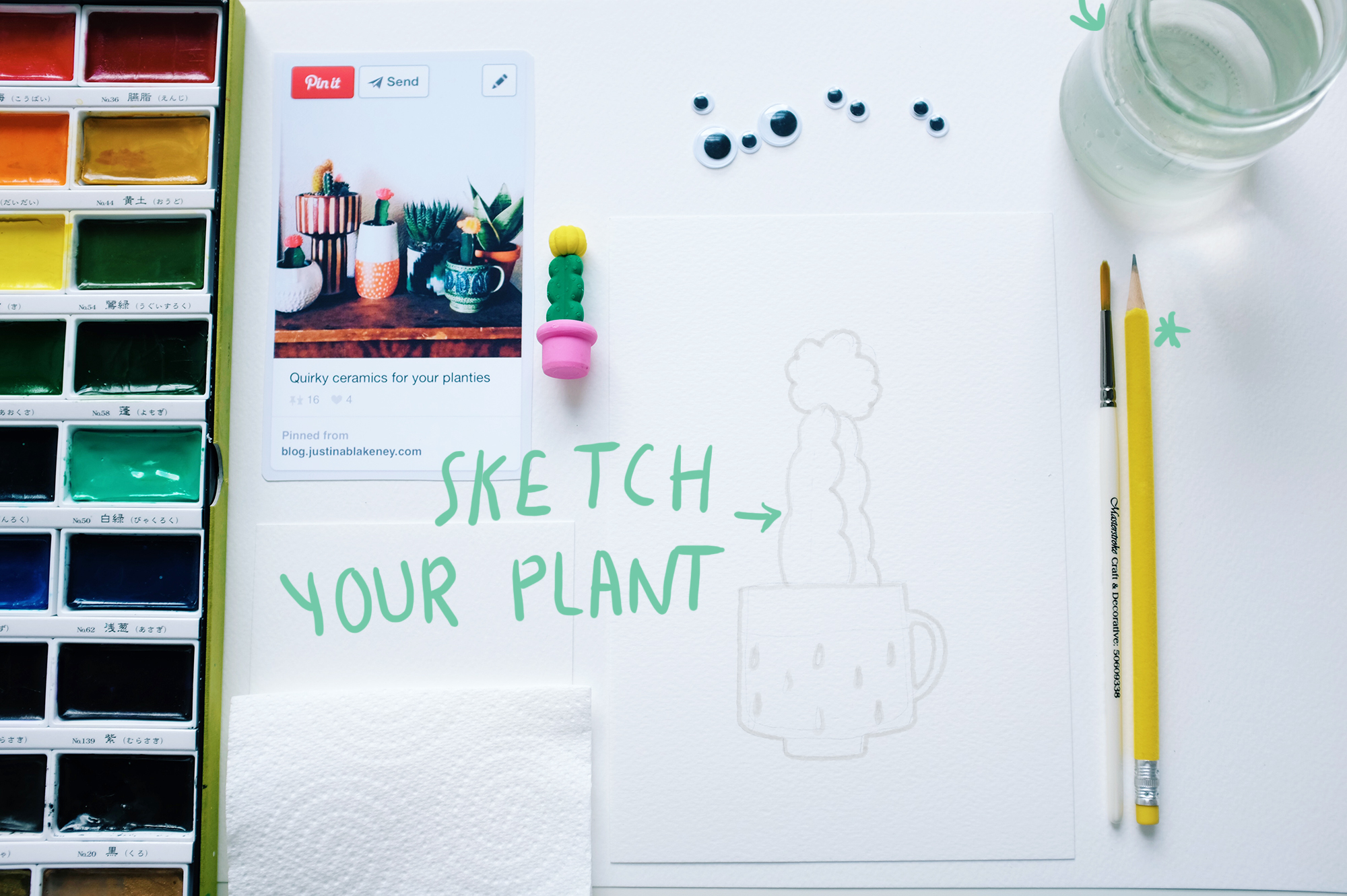 Sketch your plant lightly with pencil