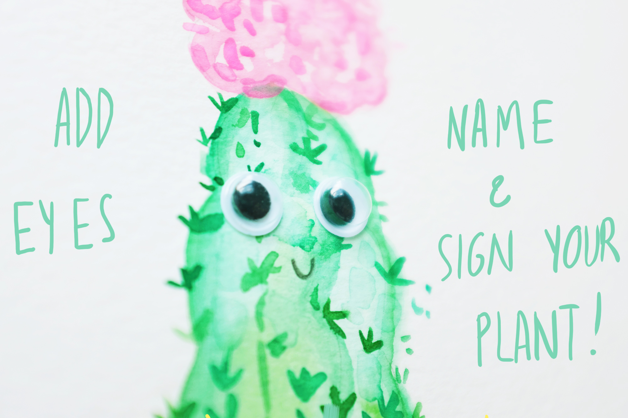 The most important part.. GOOGLY EYES!!! Don't forget to name your plant and sign your portrait.