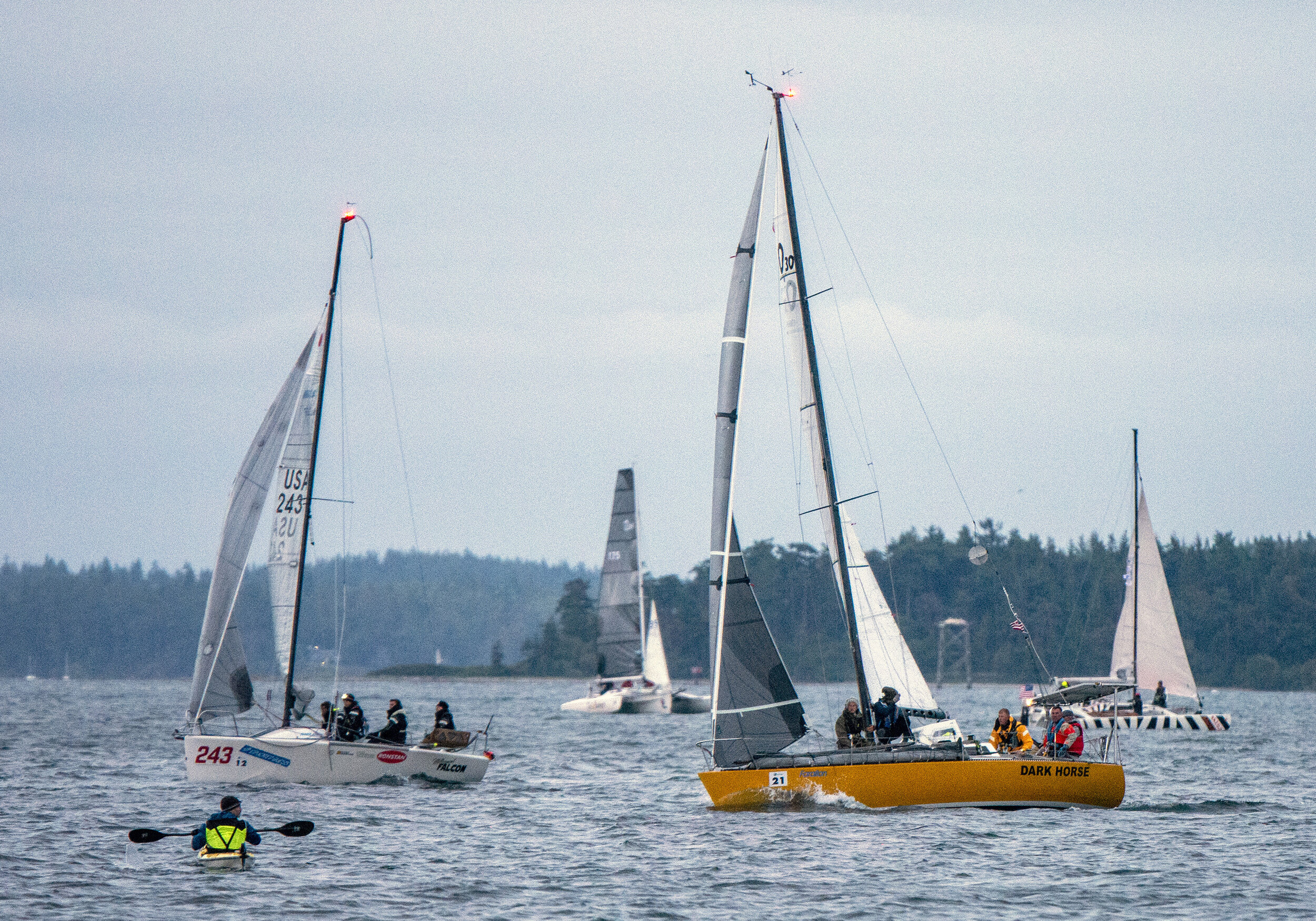  Racing vessels prepare to begin the Race to Alaska on Monday, June 3, 2019, in Port Townsend, WA.  