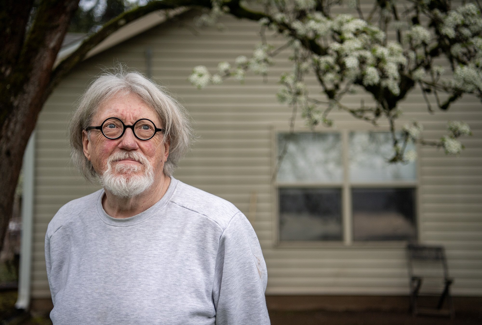   2024 NPPA Monthly News Clip Contest 3rd Place   Jp Walmer stands for a portrait Wednesday, March 27, 2024, at his house in Vancouver. Walmer, 71, recently moved into housing after being homeless since August 2023. 