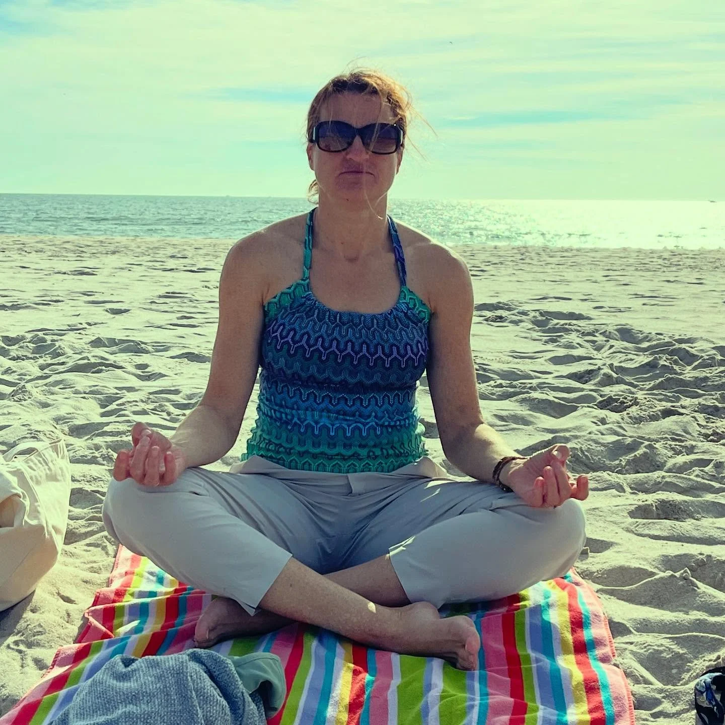 Beach yoga in September! Saw a whale and dolphins!