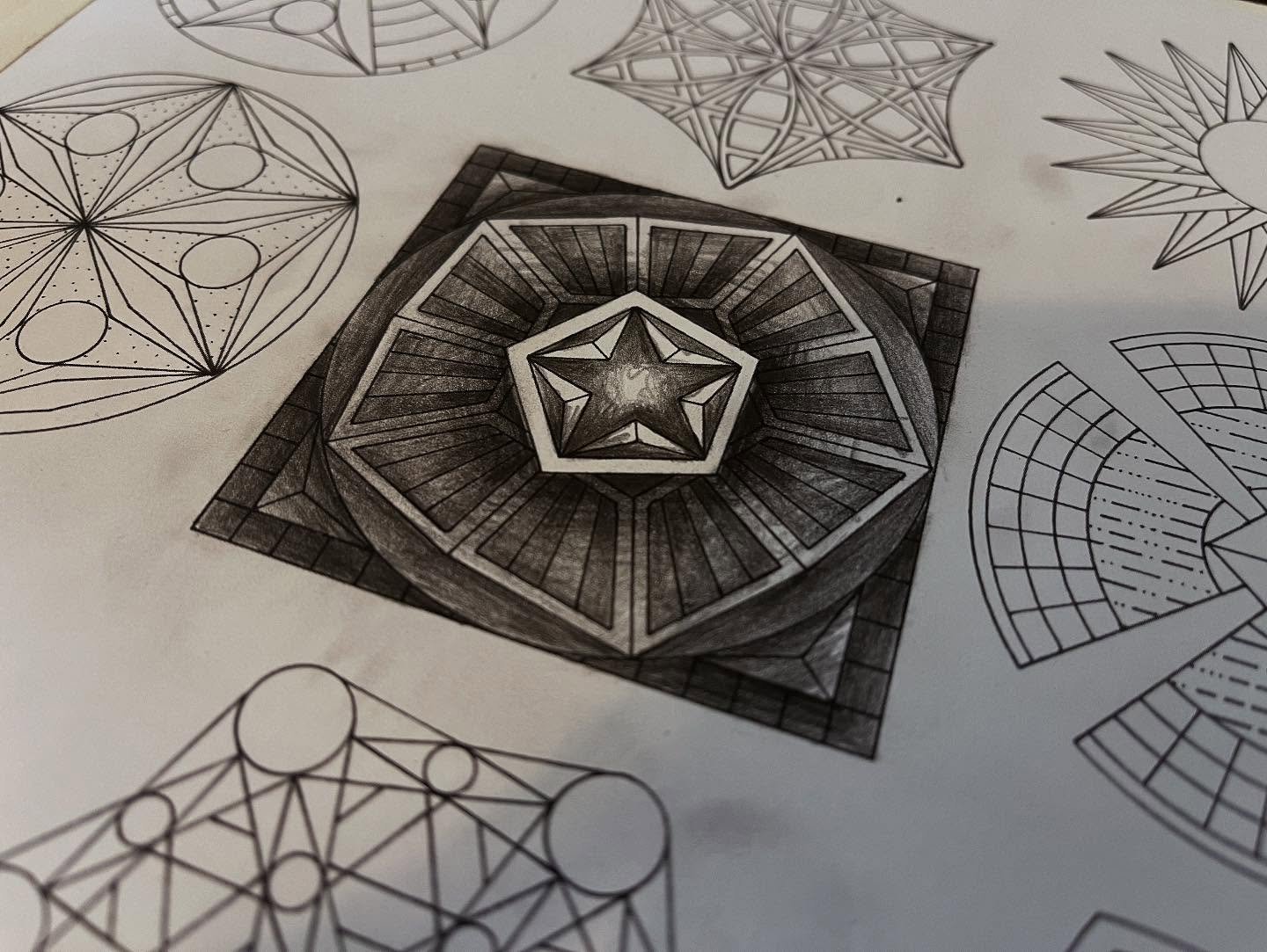 Doing some fun b+w shading from The Golden Ratio coloring book! More to come! #mathisfun #goldenratio, #bandw #pencilart #sacredgeometry