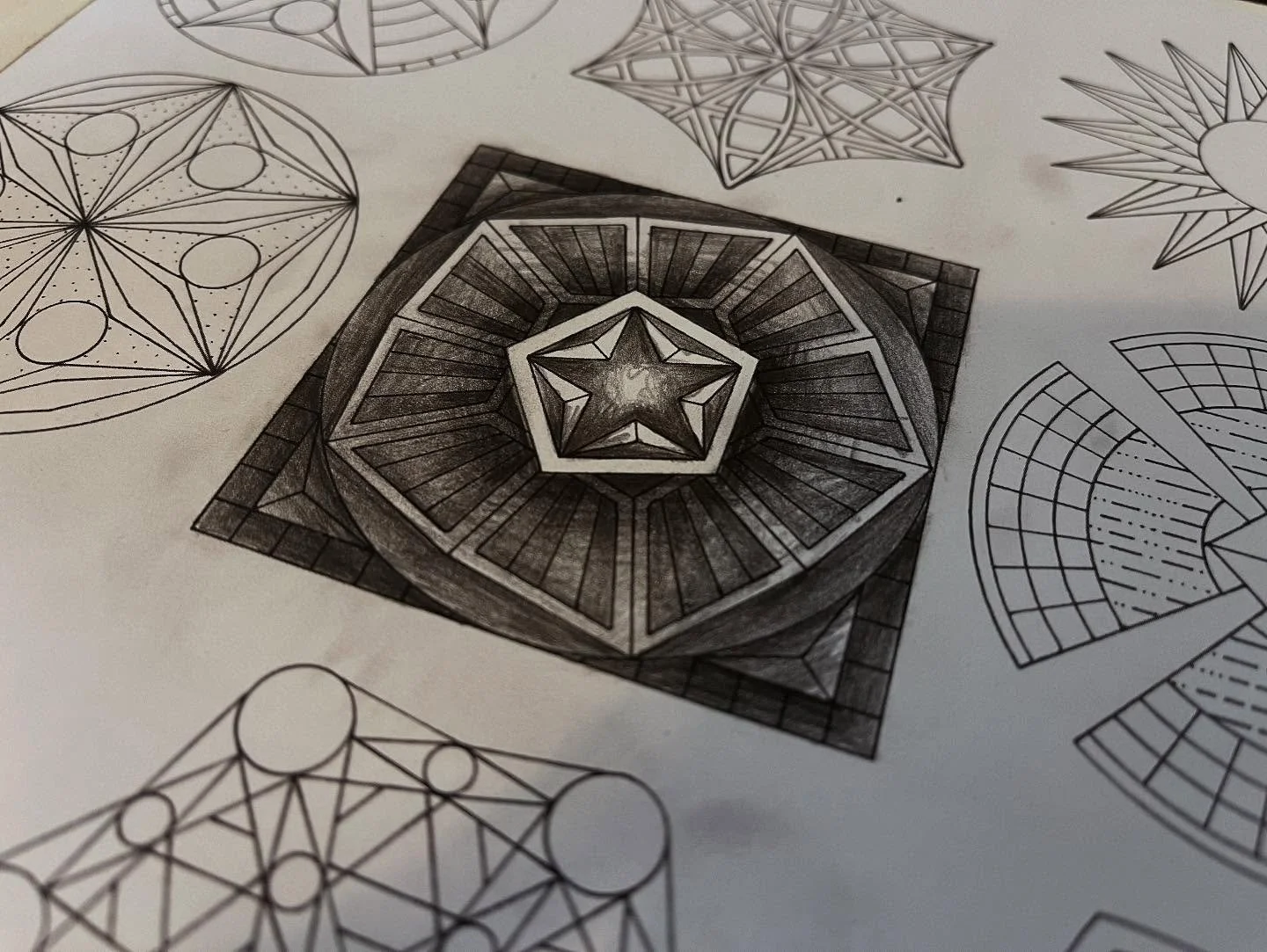 Doing some fun b+w shading from The Golden Ratio coloring book! More to come! #mathisfun #goldenratio, #bandw #pencilart #sacredgeometry