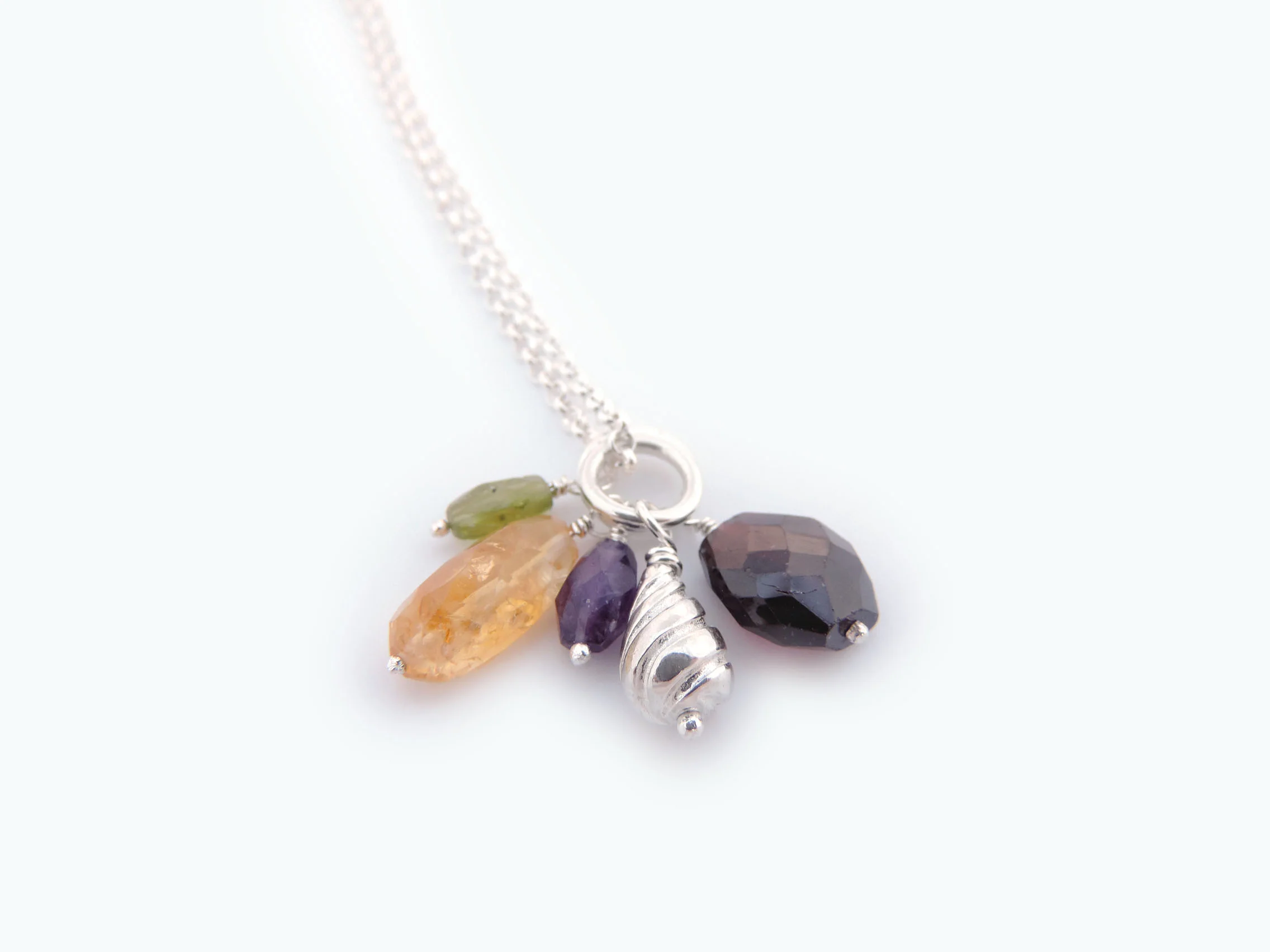 Charm Cluster Necklace in Multicolored Gemstones