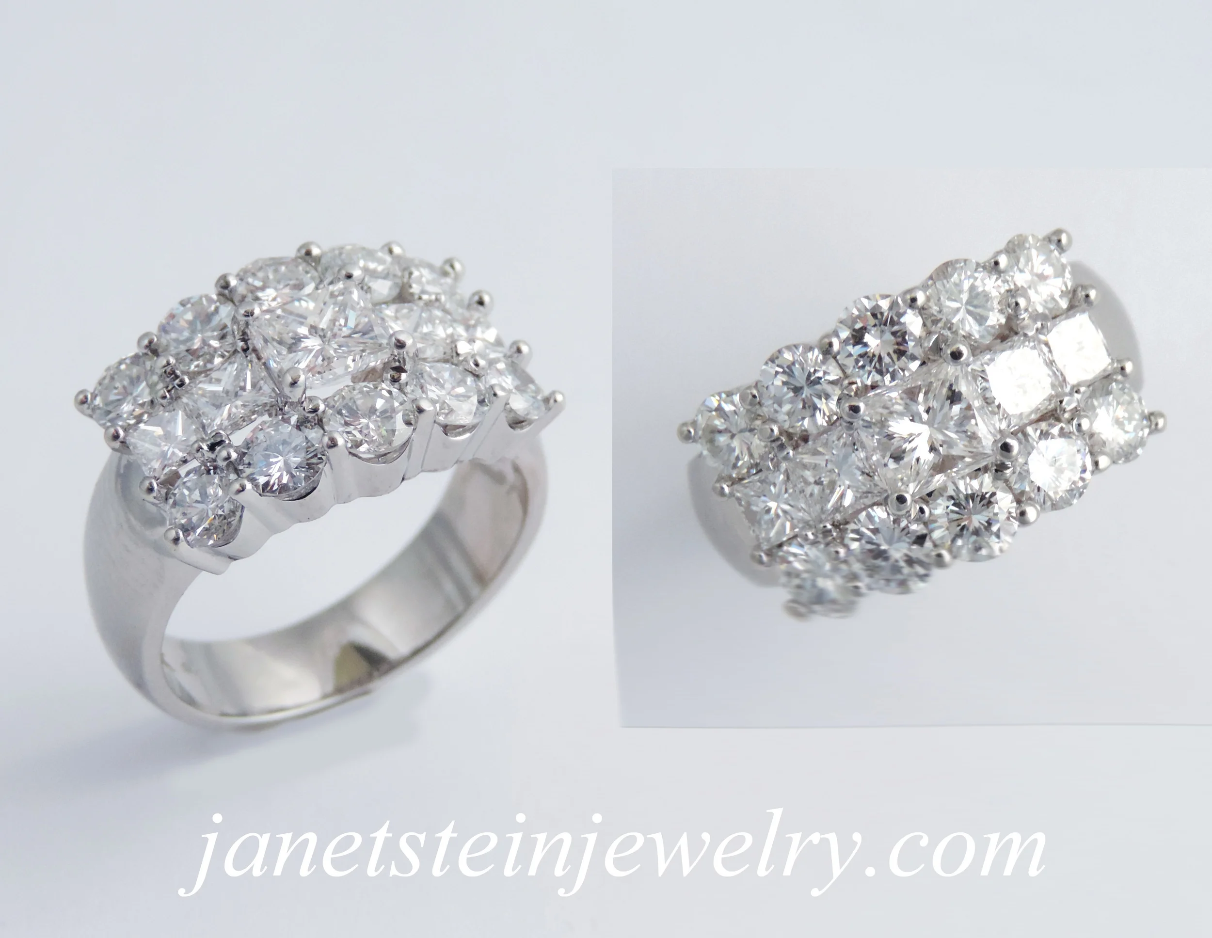 18k white gold and diamonds, approx 3 carat total weight