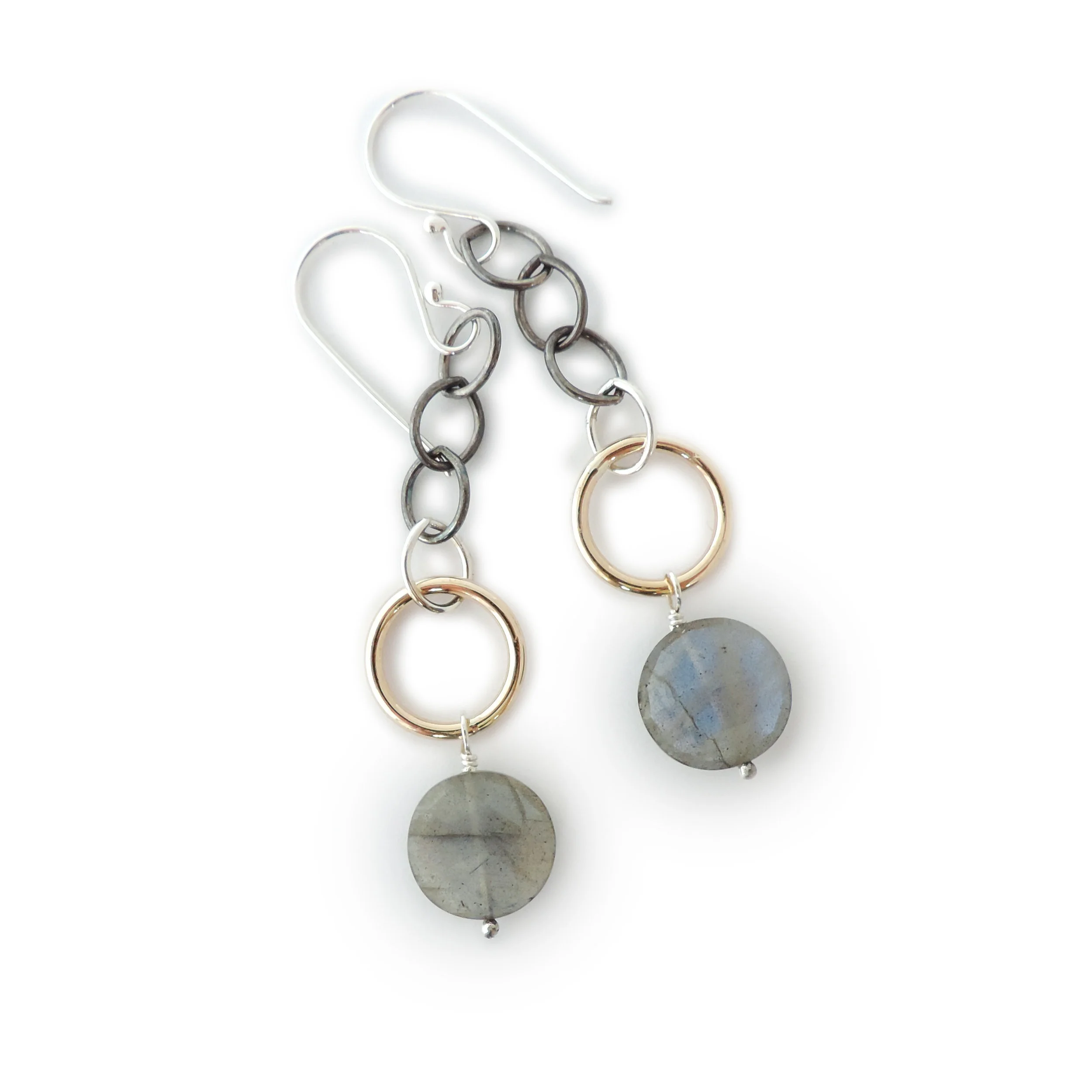 Tri-colored labradorite earrings