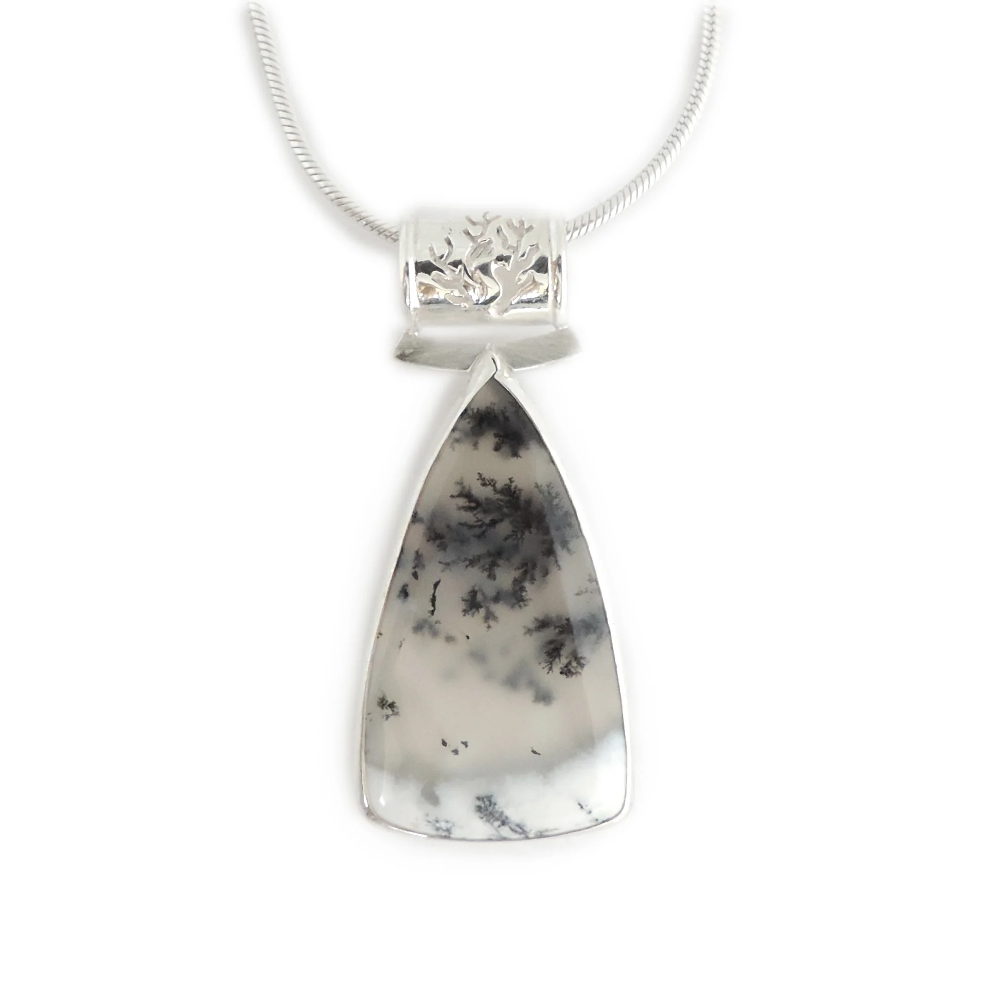 Soft Trillion snow globe agate with fancy bail