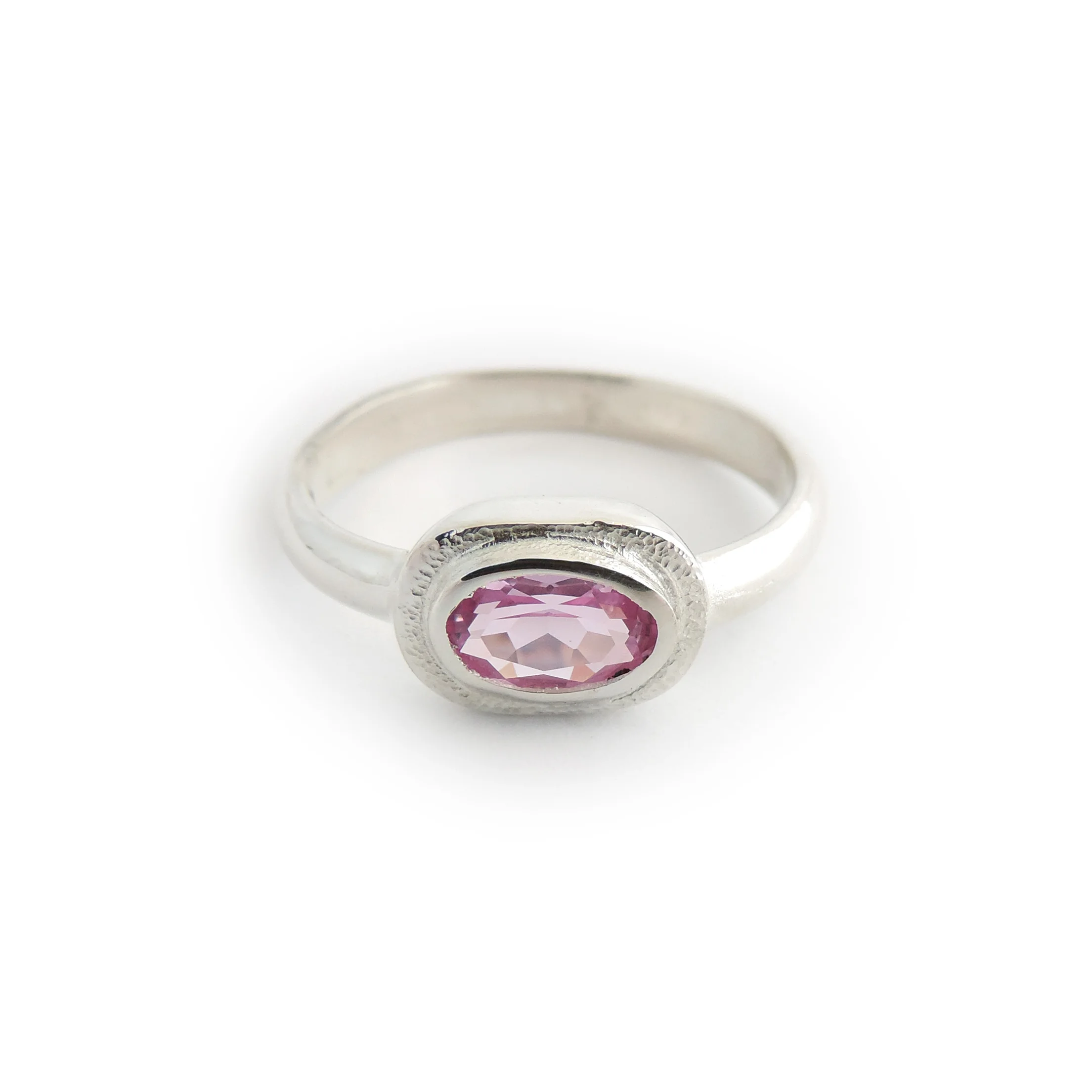 Delicate faceted pink tourmaline ring
